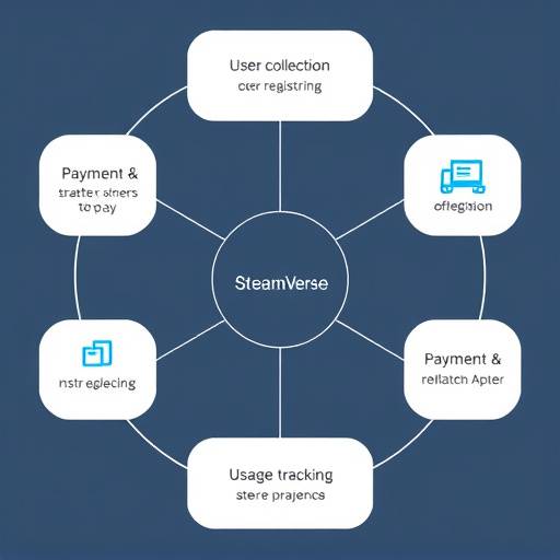 Diagram illustrating the various data collection points within the StreamVerse platform, including user registration, payment processing, and usage tracking.