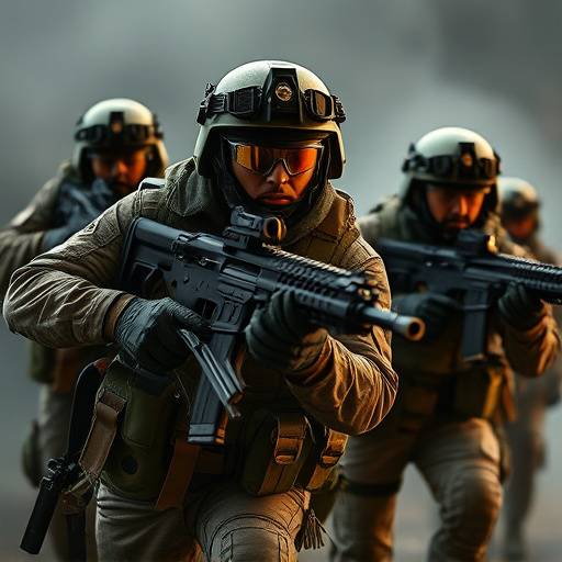 Strike Back TV show poster: A team of special forces soldiers in action.